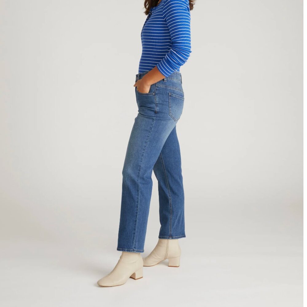UNIVERSAL STANDARD Seine High Rise Straight Leg Jean 12 Anzio Blue - Picture 11 of 14